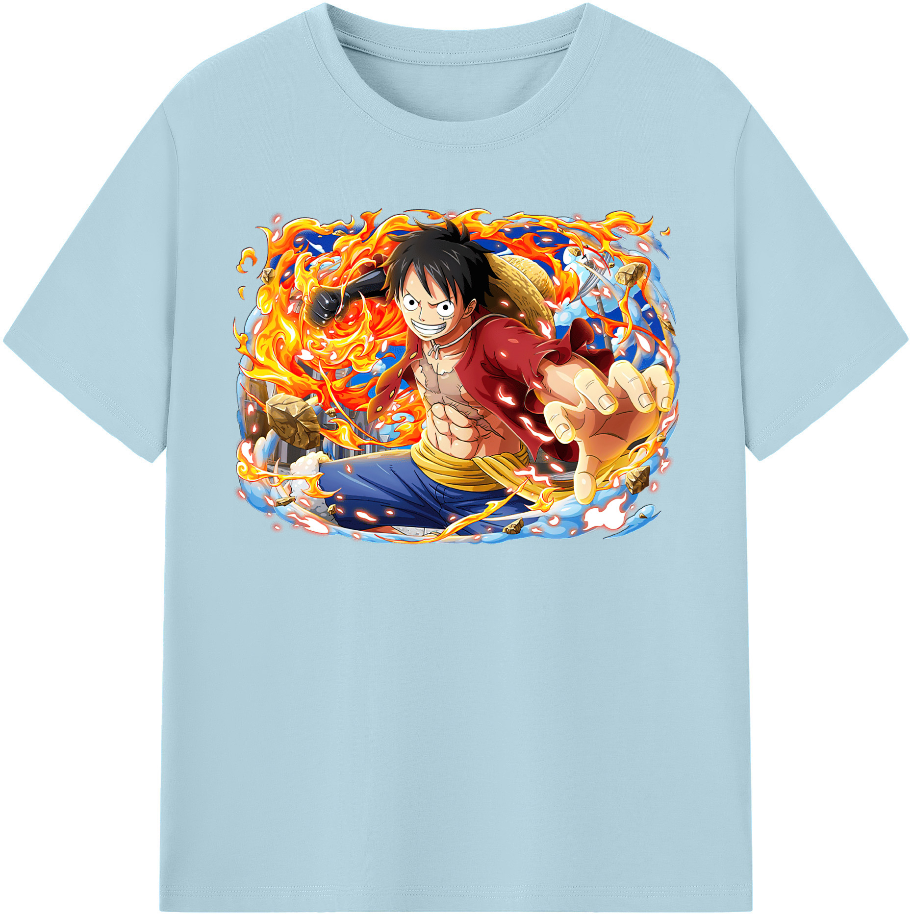 ワンピース モンキー・D・ルフィ ONE PIECE Monkey D. Luffy 綿100％半袖Tシャツ（フロントプリント）